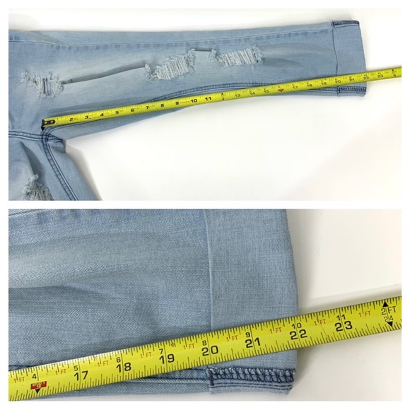 Indigo Rein Forever Stretch Light Wash Distressed Destroyed Capri Cuffed Jeans - Picture 15 of 16